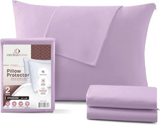 Pillow Protectors 2 Pack Standard Zippered - 100 Cotton Breathable Pillowcas...