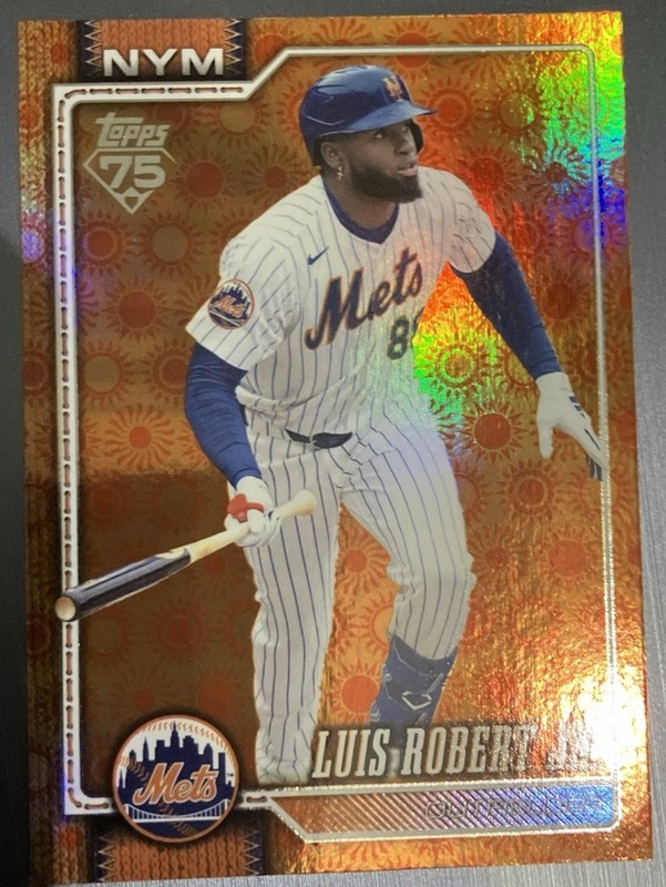 2026 Topps Series 2 #423 Luis Robert Jr. Orange Holiday Sun Foil Parallel Mets