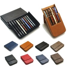 Leather 3/6/12Slots Hard Fountain Pen Case Storage Box Collection Organizer Gift