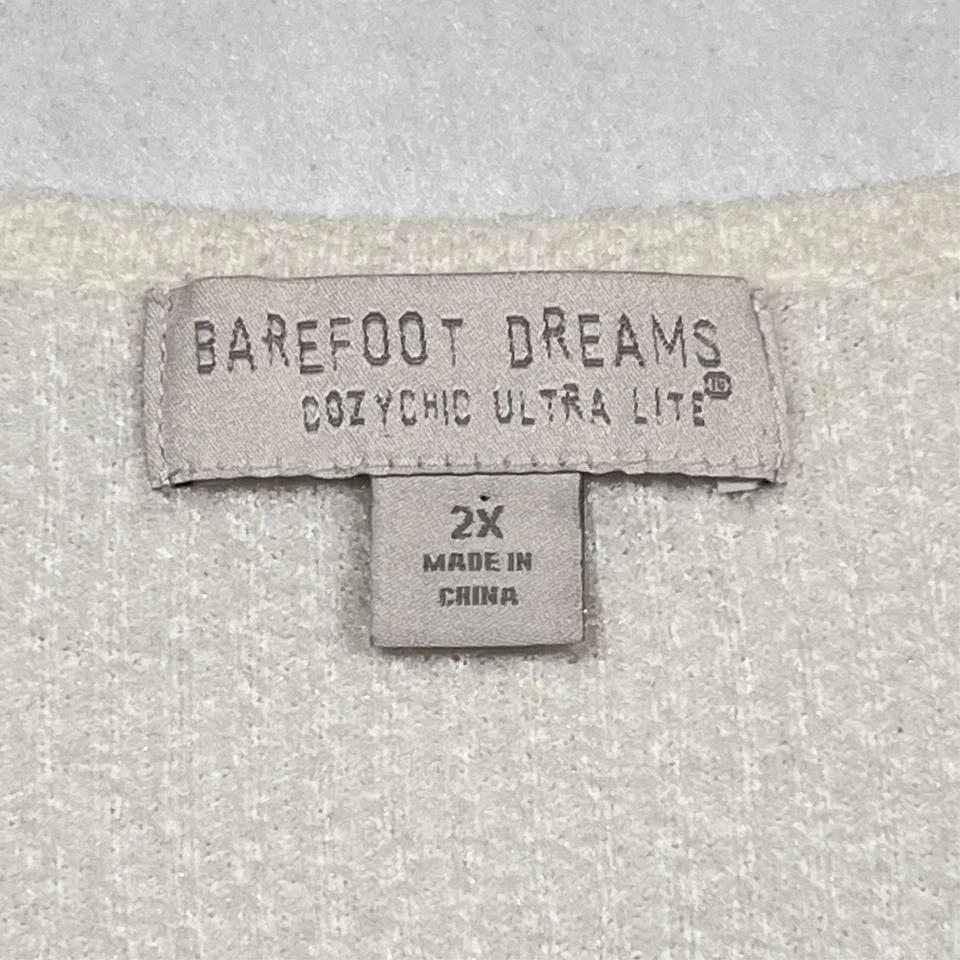 Barefoot Dreams CozyChic Ultra Lite acanalado Henley crema blanco roto para mujer 2X Foto 3 de 4
