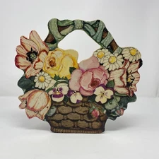 Vintage Stupell Floral Basket Dummy Board Wall Hanging Diane Voyentzie