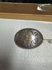 Vintage Nocona Silver and Gold Belt Buckle With "S: Initial