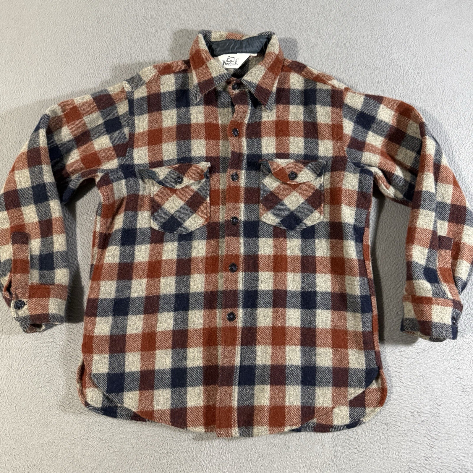 Vintage Woolrich Shirt Mens Large Plaid Wool Flannel Button 
