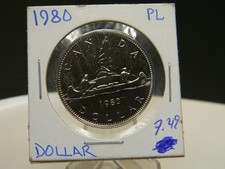 Canada 1$ 1980 PL Elisabeth II One Dollar Voyageur Nickel Unc