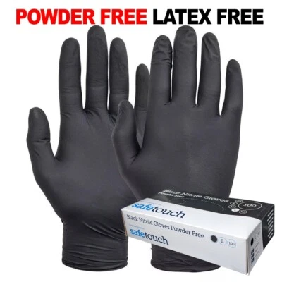 AURELIA 100 BLACK DISPOSABLE NITRILE GLOVES POWDER FREE LATEX FREE MEDICAL STRONG 1000