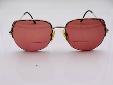 Vintage Etiquette E743 Gold Green Metal Oval Sunglasses FRAMES ONLY