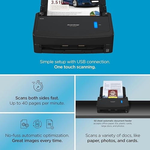 RICOH ScanSnap IX1600 Wireless Duplex Document Scanner Touchscreen PA03770-B635 - Afbeelding 2 van 8