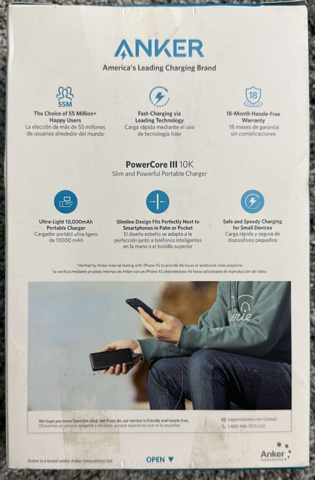 Anker PowerCore III 10K mAh 2 USBA & USBC Portable Battery Charger