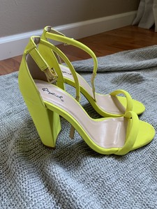 neon chunky heels