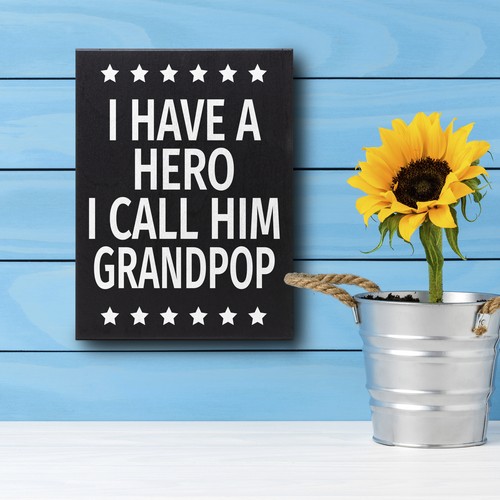 JennyGems I Have a Hero I Call Him Grandpop Sign, Gifts for Grandpop Decor - Picture 3 of 9