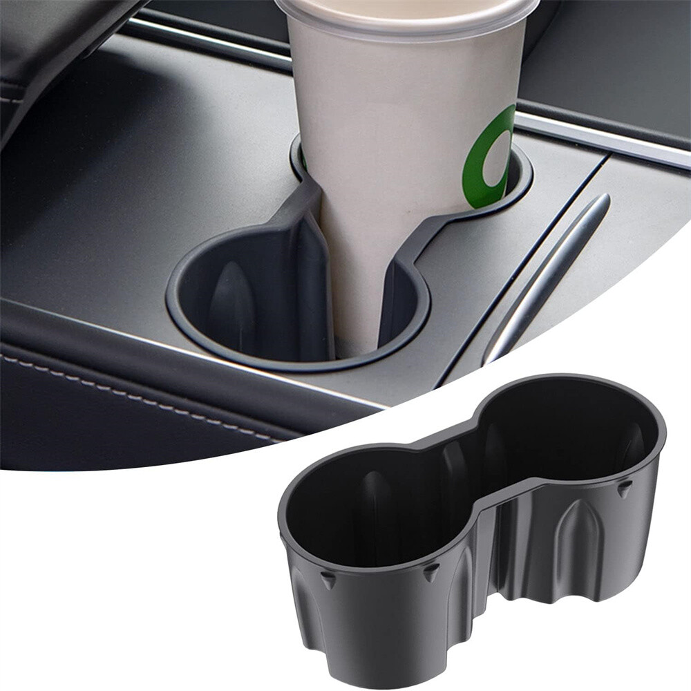 1Pc Car Cup Holder Insert Black Fits For Tesla Model 3 Y 2017-2024 Accessories
