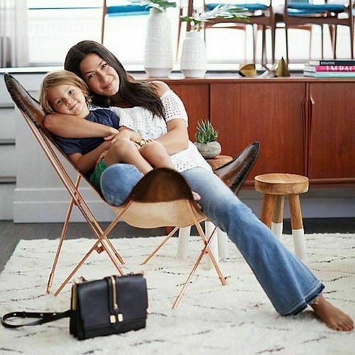 Chaise papillon vintage authentique cuir de buffle relaxant bras chaise longue accent - Photo 1/9