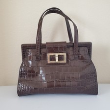 Vintage Talbots Brown Crocodile Embossed Shoulder Bag Handpurse 