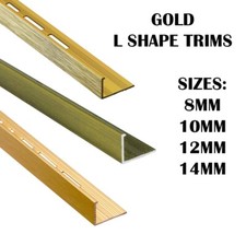 TILE TRIMS GOLD L-Shape- 2.44M Aluminium Polished & Textured Finish