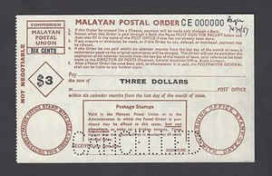 Malaysia Malaya Postal Order 3 Dollars Specimen Proof Rare Ebay