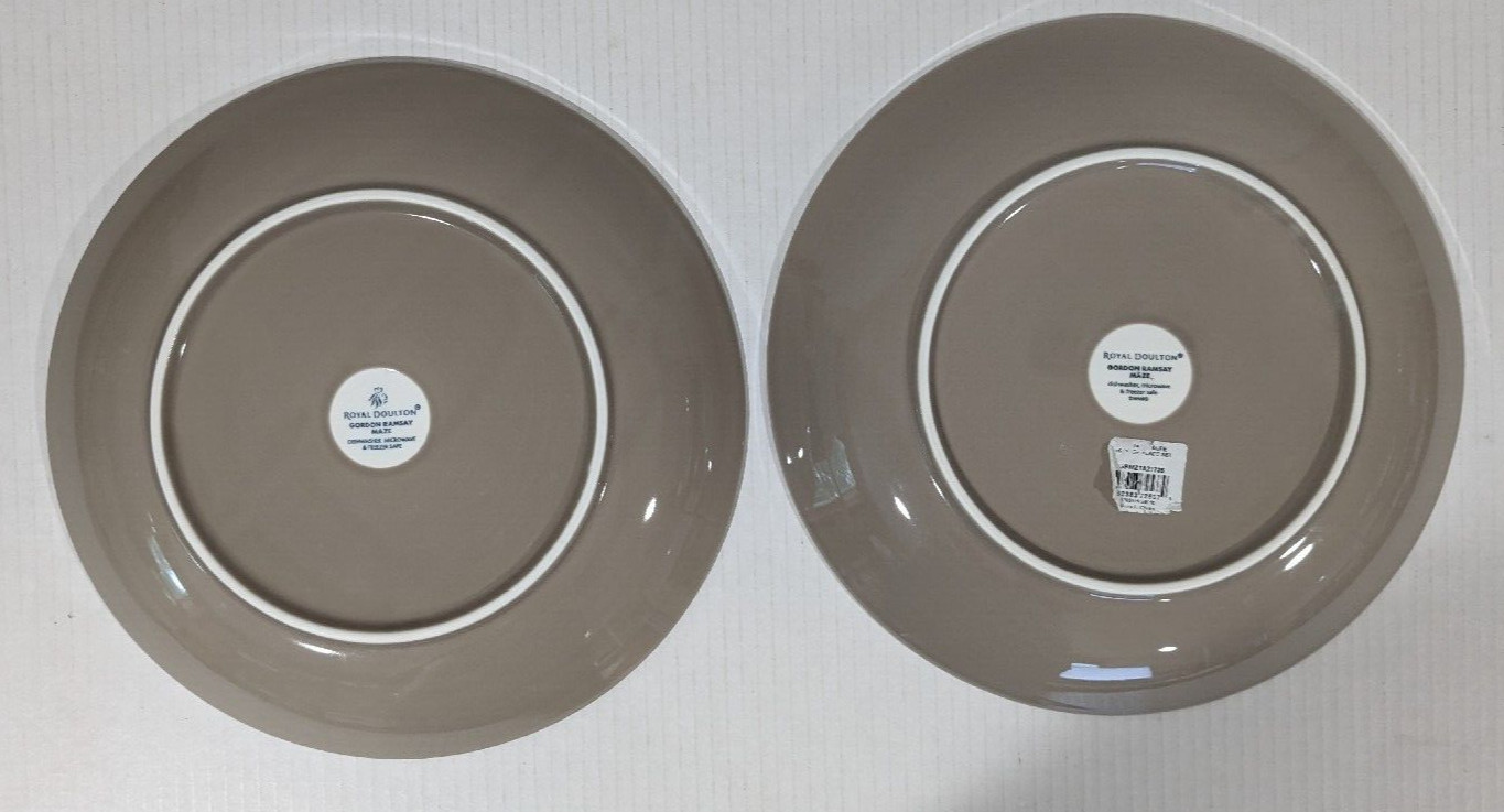 Royal Doulton Gordon Ramsay Maze Taupe Tan Beige 4 Dinner Plates 11"