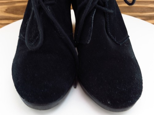 Crocs Sz 6 Ankle Boots Lace Up M Black Leather Women - Picture 2 of 10
