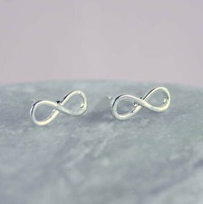 Silver Plated Infinity Stud Earrings Delicate Love Symbol Simple Gift