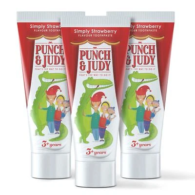 PUNCH AND JUDY Punch & Judy Kids Toothpaste Simply Strawberry Flavour 3+ Years 50ml x 3