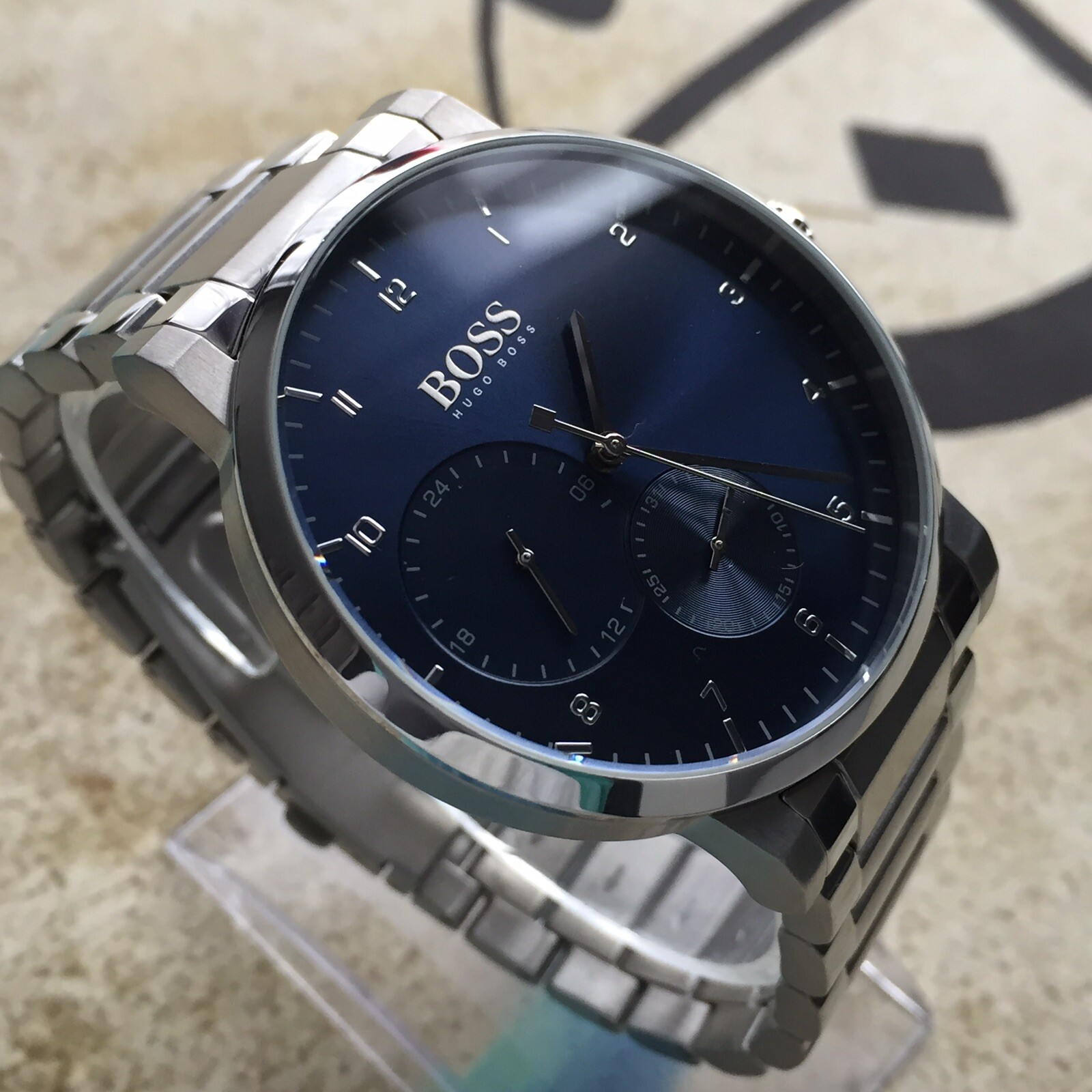 Hugo Boss Mens Designer Watch OXYGEN Twin Subsidiary Blue Sun-ray Dial ...