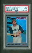 Roberto Clemente 1998 Finest Reprints #16 1970 Topps Refractor WO/ Coating PSA 9
