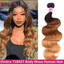 UNice Brazilian Ombre Brown Body Wave Bundles Human Hair Extensions Weaves Wefts