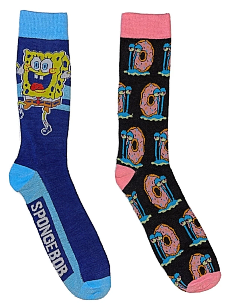 New Spongebob Squarepants Mens 2 Pair Of Socks SPONGEBOB GARY AS PINK DONUT