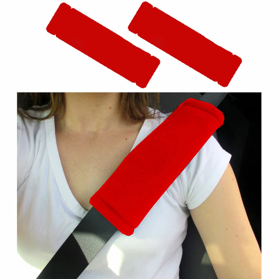 New 4PC RED Universal Fit Car Truck Suv Van Headrest Covers & Seat Belt Pads Set - Image 4 of 4