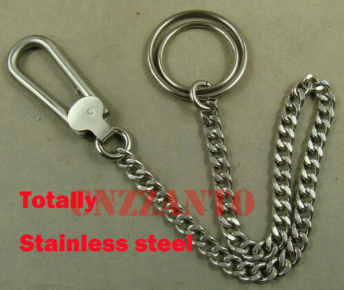 Handmade Stainless steel Fob Wallet key chain ring holder Belt hook clip - Picture 1 of 7
