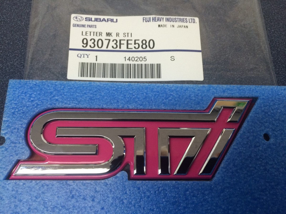 2004 Subaru Impreza WRX STi Rear Trunk Emblem Pink and Chrome