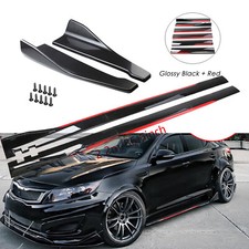 Gloss Black Red Side Skirt Rear Bumper Chin L...