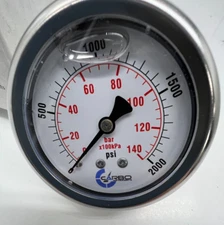 CARBO Instruments 2 Inch Water Pressure Gauge 0-2000 psi/kPa Back Mount 1/4" NPT