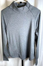 Yogalicious Womens Gray Top Shirt Turtleneck Zip Long Sleeve Pockets Size XL