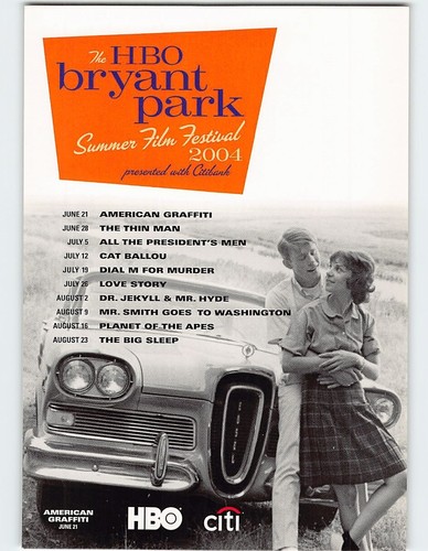 Postcard Movies Advertising The HBO Bryant Park Summer Film Festival