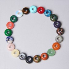 100pcs Mixed Natural Stone Round Big Hole Beads 14X8mm DIY Bracelet Necklace