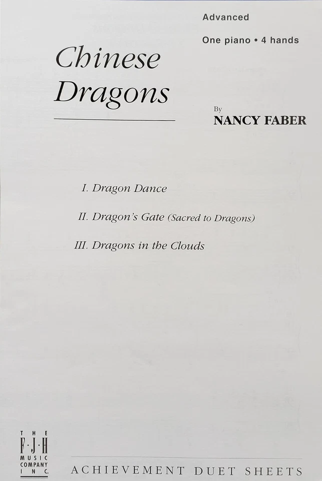 Chinese Dragons One Piano 4 Hands Advanced Duet Sheets Music Book f4 - Image 3 of 4
