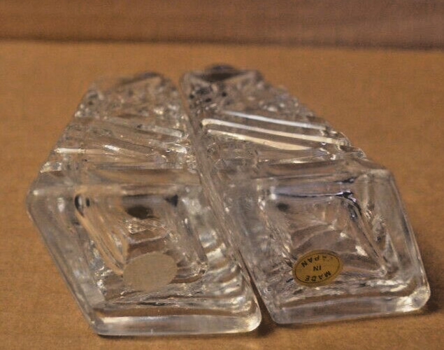 Vtg Clear Cut Crystal Salt & Pepper Shakers Made in Japan by Artmark  (I think)