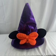 Disney Parks Minnie Mouse Witch Hat Halloween Purple Orange Bow Adult Ears