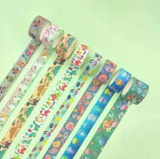 Cute Creatures Washi Tape Set 8 Rolls Luminous Glow in The Dark Decorative Tape