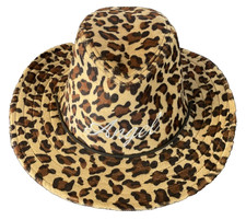 Leopard Print Hat Angel Embroidery Womens Fedora Cowgirl