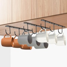 3 Pack Mug Hooks Under Cabinet Hanging Coffee Mug Holder 9 Hooks Black for Mugs 