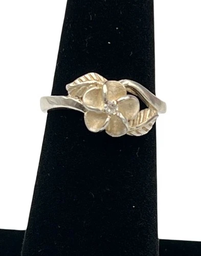 Vintage Sterling 925 Silver Hawaiian Plumeria Flower Ring Size 5