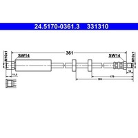 1X Bremsschlauch Ate 24.5170-0361.3 Passend FüR Volvo