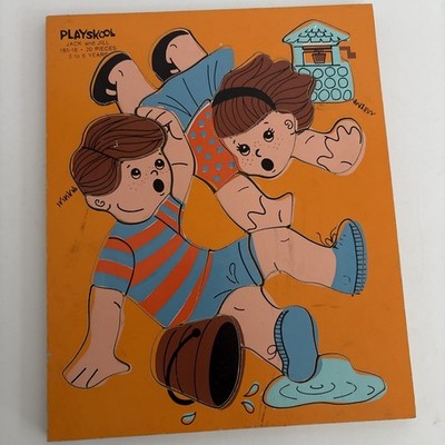 Playskool Jack and Jill Wooden Puzzle Vintage 20 Pieces 1970's 185-16 -Free Ship