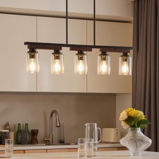 5-Light Kitchen Island Lighting  Farmhouse Dining Room Light Fixtures Over T...