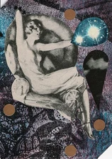 ACEO Mixed Media Gel Print Woman Collage Art - Lana - Original Signed