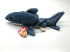 Crunch The Shark TY Beanie Babies Collection Vintage 1996 Blue Stuffed Animal