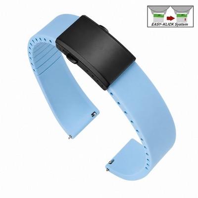 Easy-Klick Premium FKM-Kautschuk Uhrenarmband Modell Grande-P hell-blau 18 mm