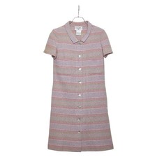 Chanel Dress Striped Short Sleeve Size 38 Pink Multi Used