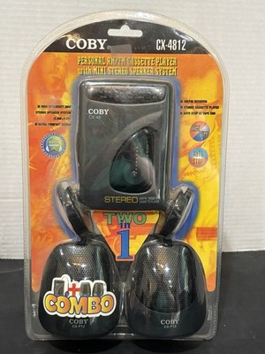 COBY AM/FM Stereo Cassette Player CX-4812 W/ Mini Speakers & Headphones SEALED